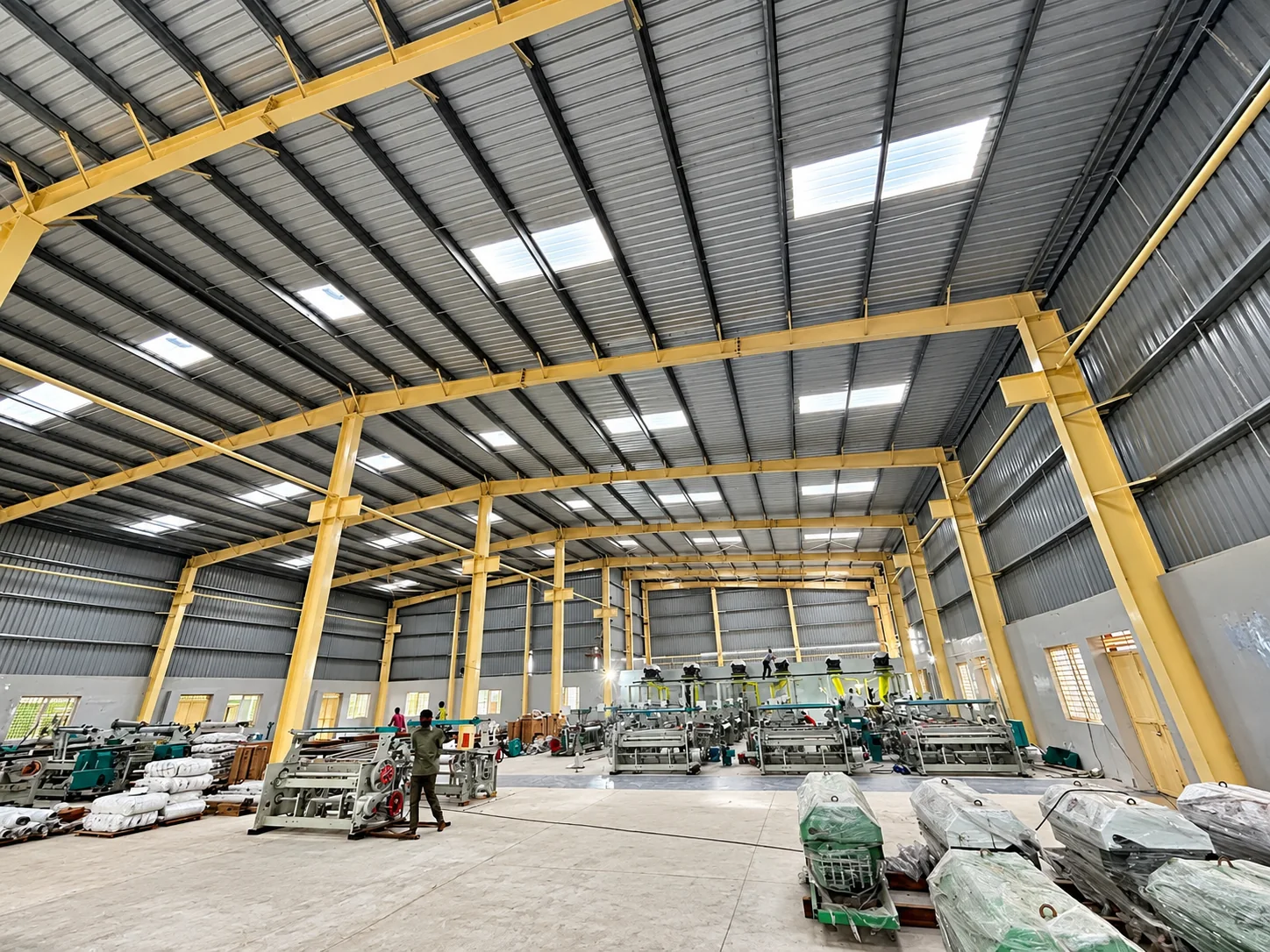 Industrial warehouse steel shed fabrication by MD Fabrication in Bengaluru