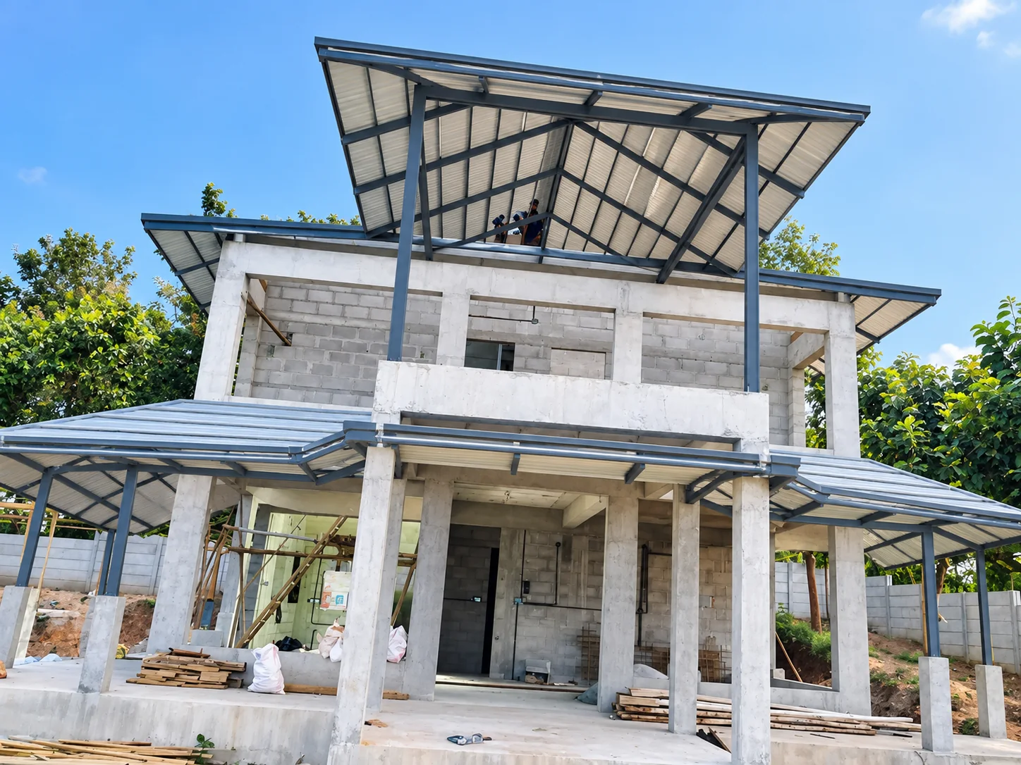 Premium architectural terrace pergola by MD Fabrication in Bengaluru
