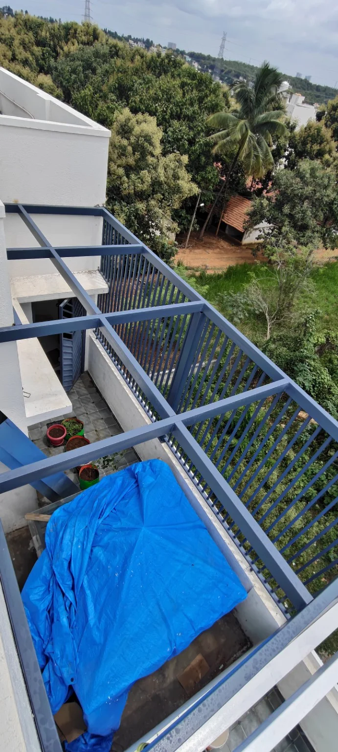 Pergola structural framework before roofing