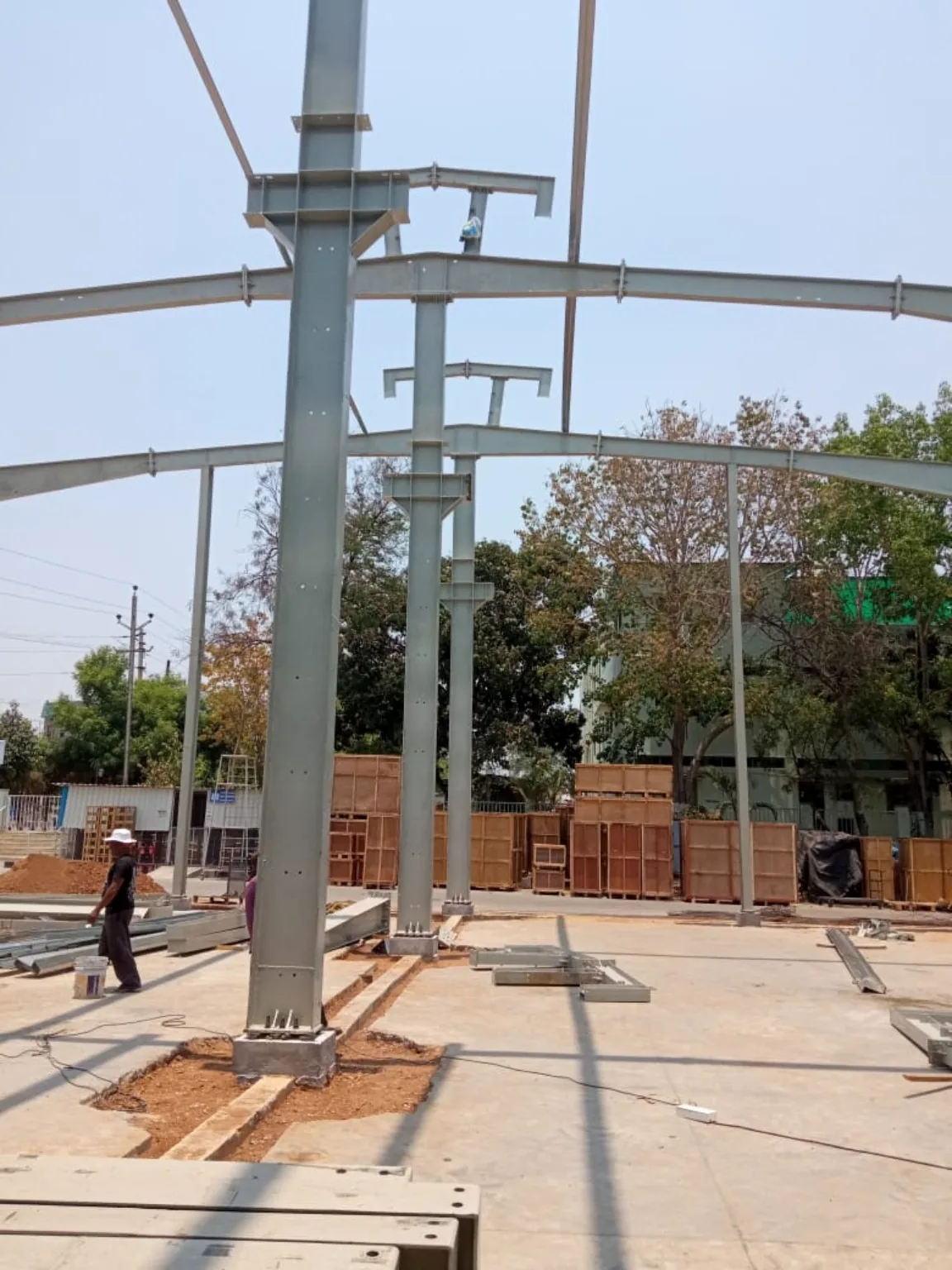 PEB Column Erection by MD FABRICATION in Bengaluru